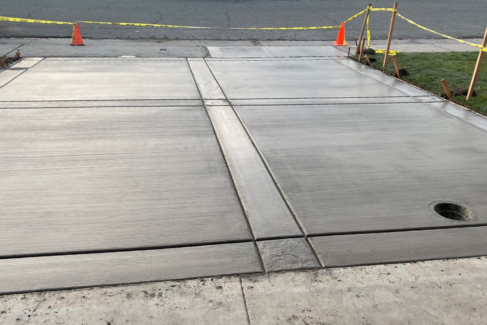 Freshly poured driveway